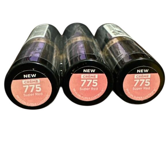 (3) Revlon Super Lustrous Lipstick Sealed 0.15 oz Each Creme 775‎ - Super Red - Picture 3 of 3